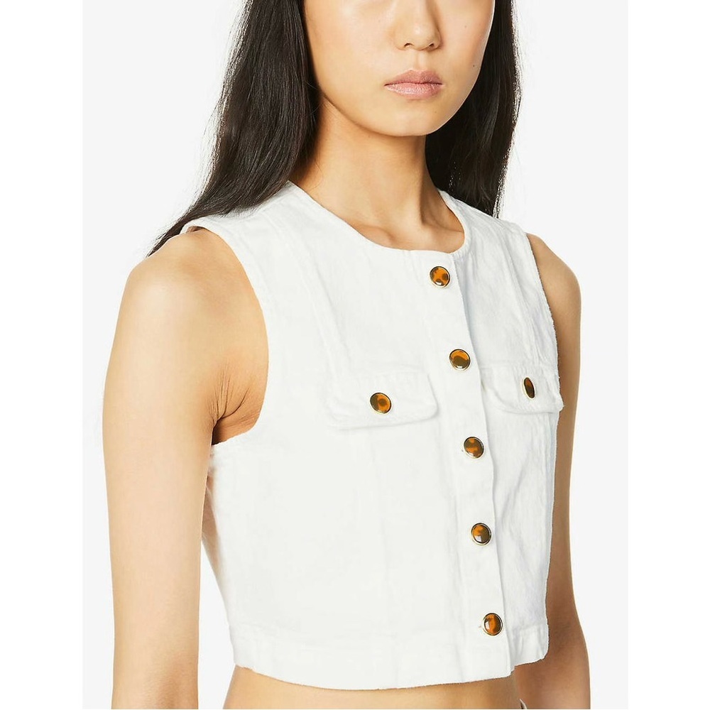 Reformation Jeans Cher Denim Cropped Vest Top – Vintage White – Size 6